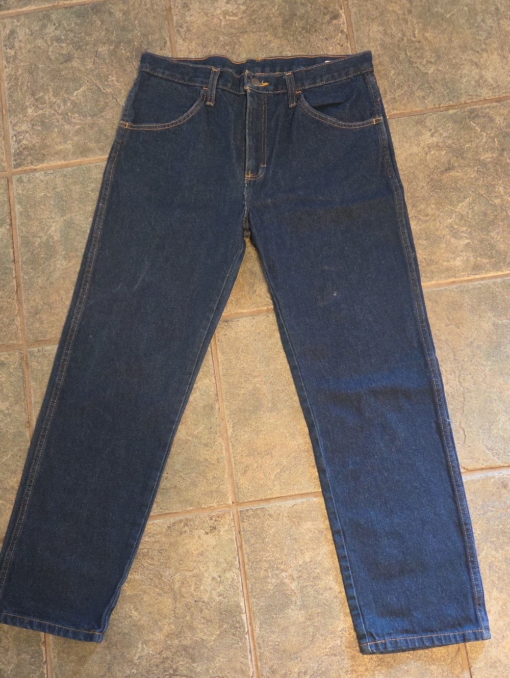 Rustler Men's Straight Jeans in Dark Blue Denim 33x30